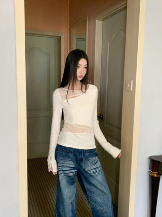lace patchwork shirt