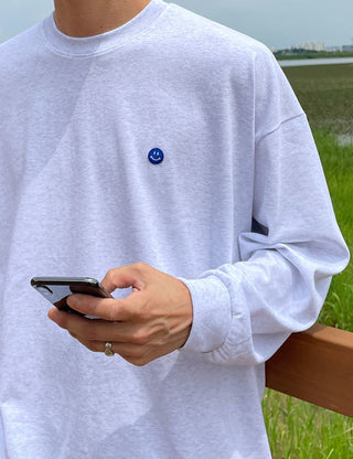 Smile Oversized Patch Long Sleeve Tee (4 colors)