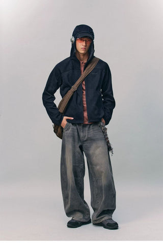 [Monterest] Fleece-Lined Hooded Zip-Up Cardigan