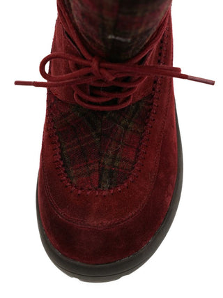 [Moromoro2] Plaid Fur-Lined Platform Snow  Boots