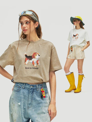 [Monterest] Ink Print Crewneck Cotton T-Shirt