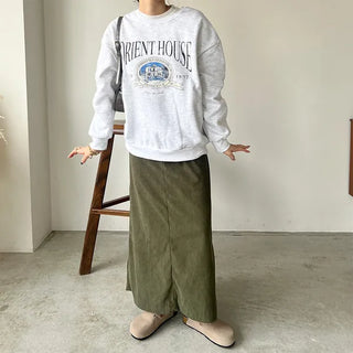 Corduroy A-line skirt