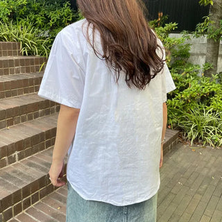 Cotton color short-sleeved shirt