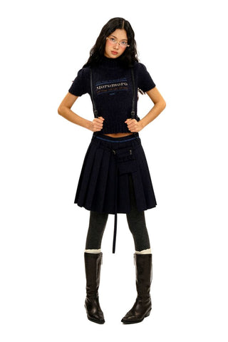 [Moromoro2] Alpaca Blend Logo Embroidered Mock Neck  Knit