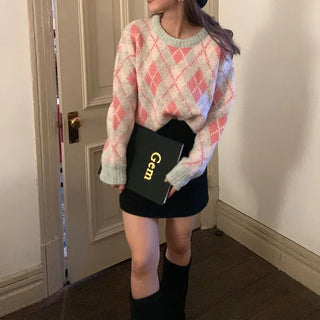 Argyle wool knit