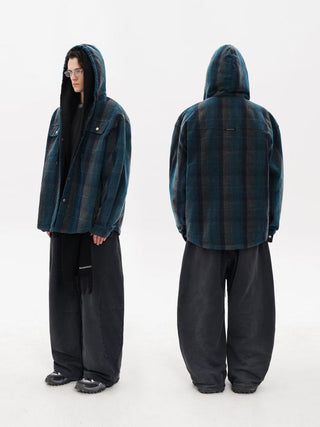 [MASONPRINCE] Plaid Hooded Padded Jacket