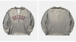 [Monterest] Washed Split-Neck Graphic Sweatshirt