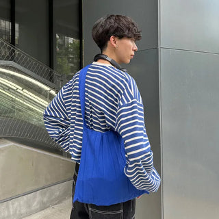 Two-tone striped long-sleeved T-shirt