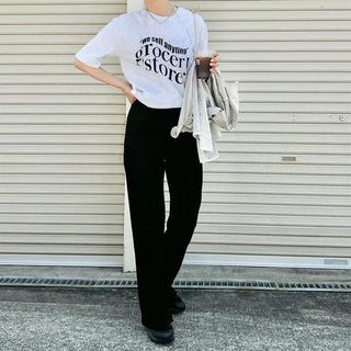 Pleated semi-bootcut pants