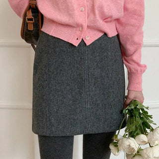 Warm! Wool blend mini skirt