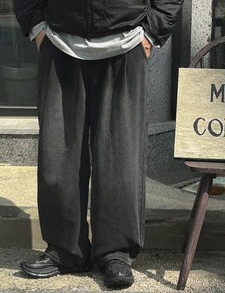 Stone Double-Pleat Elastic Denim Pants (3 colors, M~XL)