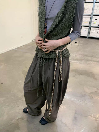 [NEVERSEEZ] Quick-Dry Wide Leg Parachute Pants