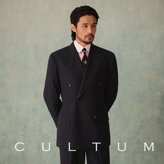 [CULTUM] 1930s Pinstripe Double-Breasted Peak Lapel Suit