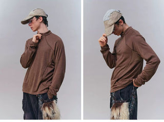 [Monterest] 3A Antibacterial Grid Fleece Half-Zip Tee
