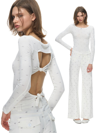 [NECY] Ribbon Allover Cutout Knot T