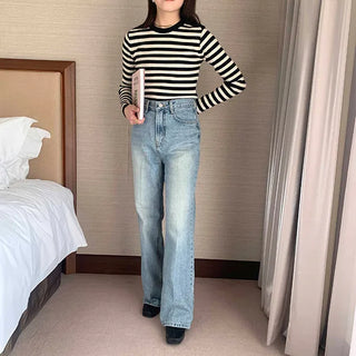 Washed denim pants