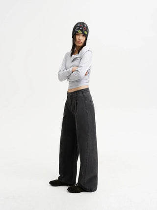 [MASONPRINCE] Curved Double Pleat Wide Pants