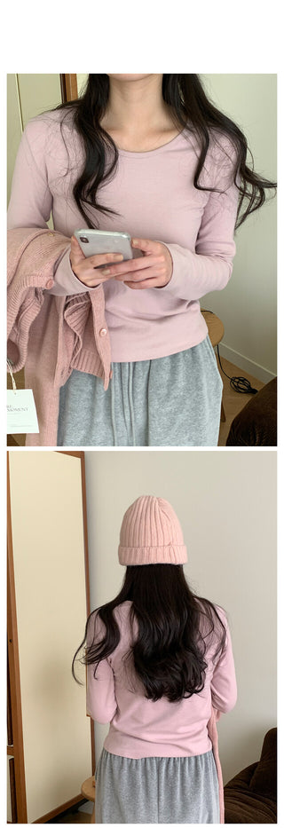 Cashmere round neck cardigan, 6 colors