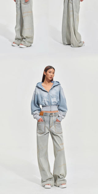 [NOTAWEAR] Sand Washed Cropped Hooded  Jacket