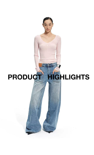 [NOTAWEAR] V-Neck Ribbed Slim Fit Knit Top