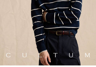 [CULTUM] Half-Zip Striped Cotton Knit Sweater