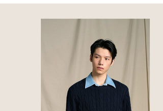 [CULTUM] Ivy Style Cable Knit Crewneck Sweater