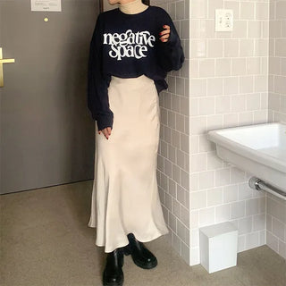 Satin long skirt