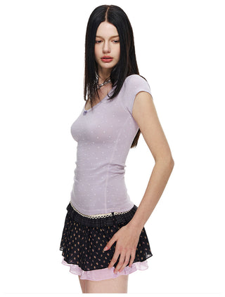[NECY] Butterfly Dotted Slim T