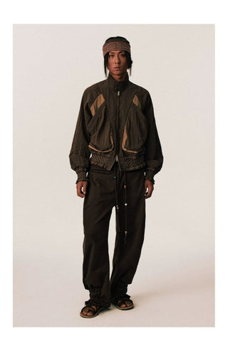 [CONP] Pleated Spliced Crinkle Nylon Jacket