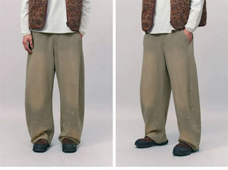 [Monterest] Washed Splatter Fleece-Lined Straight Pants