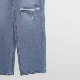 Slit wide denim pants