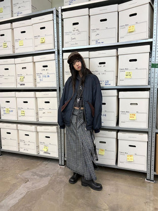 [NeverSeez] Pleated Plaid Skirt with Removable Waist Detail