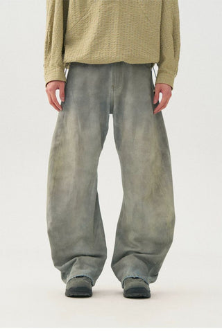 [Monterest] 3D Curved Wide Leg Washed Jeans