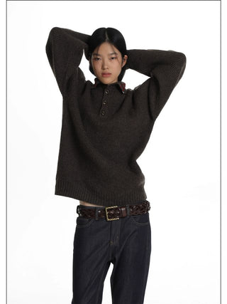 MASONPRINCE Stand Collar Knit Sweater