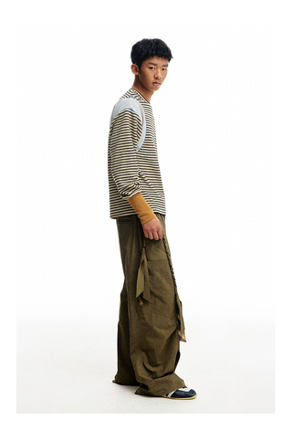 [CONP] Striped Spliced €ong-sleeve T-shirt