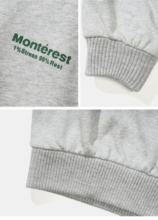 [Monterest] Fleece-Lined Logo Print Crewneck Sweatshirt