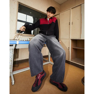 Washed balloon denim pants