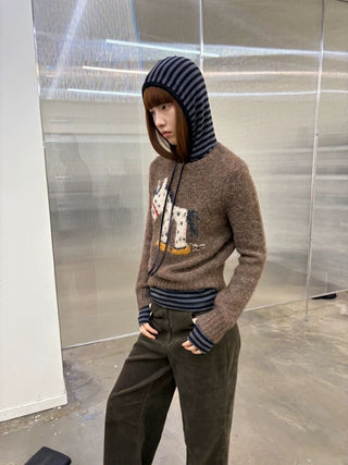 [NeverSeez] Pony Pattern Crew Neck Sweater