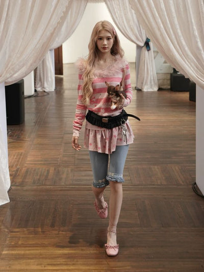 [Moromoro2] Cotton Jacquard Lace Capris