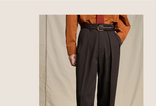 [CULTUM] Wool Blend Double Pleat Tapered Trousers
