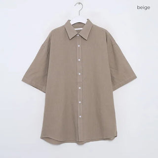 Linen basic short-sleeved shirt
