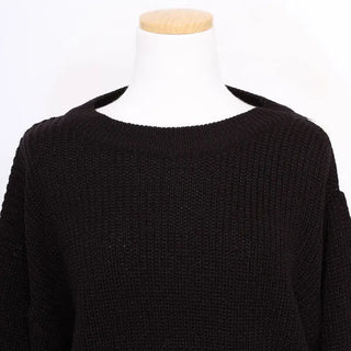 Asymmetrical Slit Shoulder Knit
