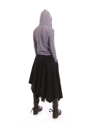 [NeverSeez] Striped Hooded Base Layer Knit Top