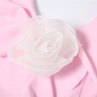 Halter self tie flower applique lace ruffle top