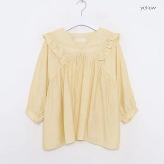 V-neck frill blouse