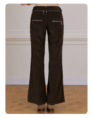 [NECY] Cross Zip Pocket Corduroy Flare Pants