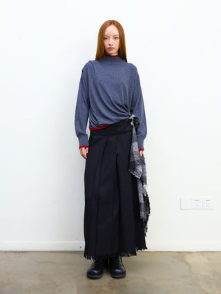 [NeverSeez] High-neck Color-block Knit Sweater