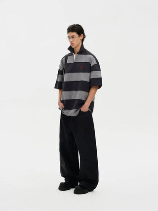 [MASONPRINCE] Heavy Cotton Striped Rugby Polo