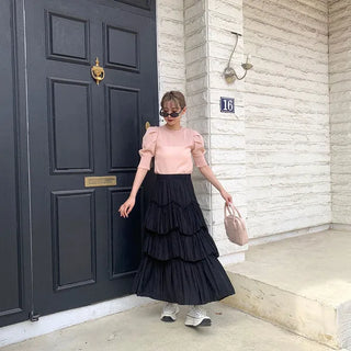 Can-can frill long skirt