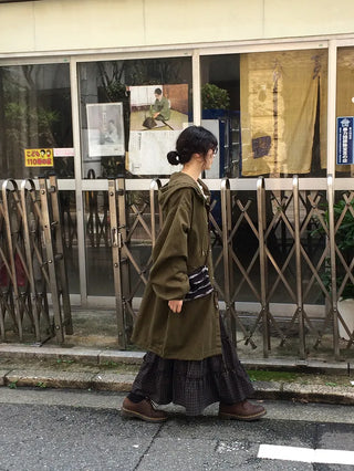 Oversized hooded military jacket